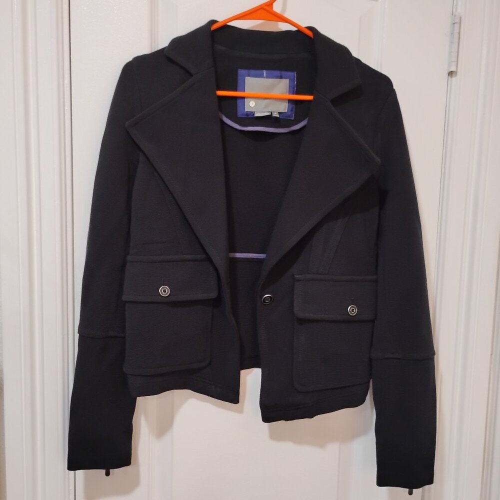Anthropologie Women's Jacket Black Sylvia Surin Ponte Knit Notched Moto, XS - Picture 3 of 9